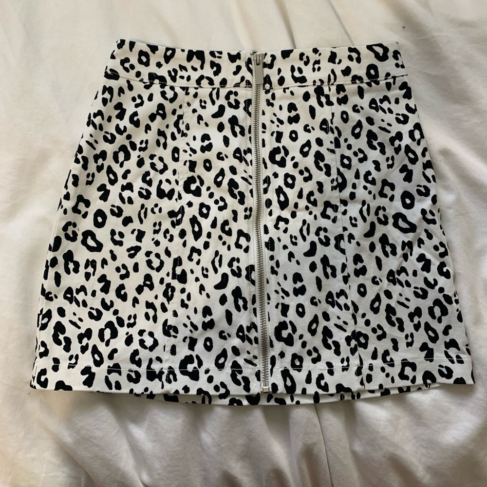 Black and white cheetah skirt